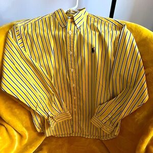 Boys Ralph Lauren button down yellow striped shirt. Size M